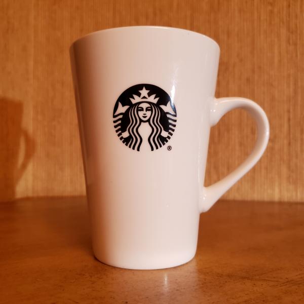 Photo of NEW Starbucks Ceramic Mug with Black and White Siren Mermaid Logo.