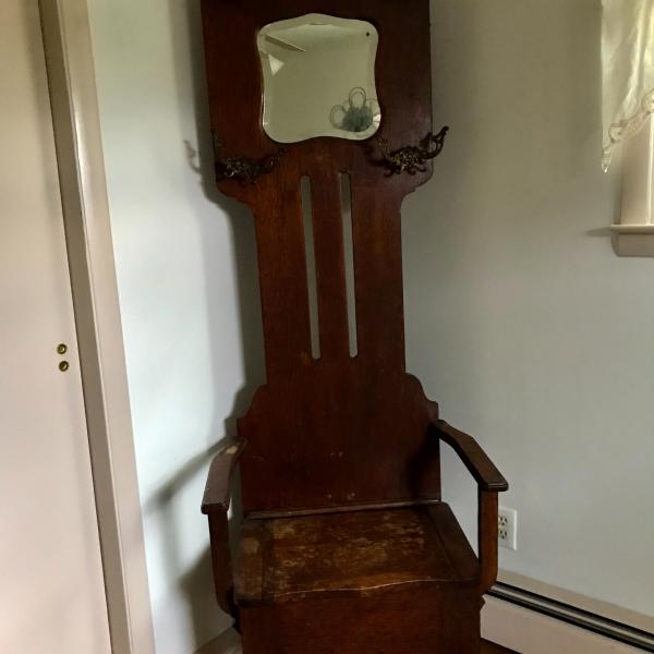 Photo of Antique Hall Tree With Storage Space and Sitting Bench