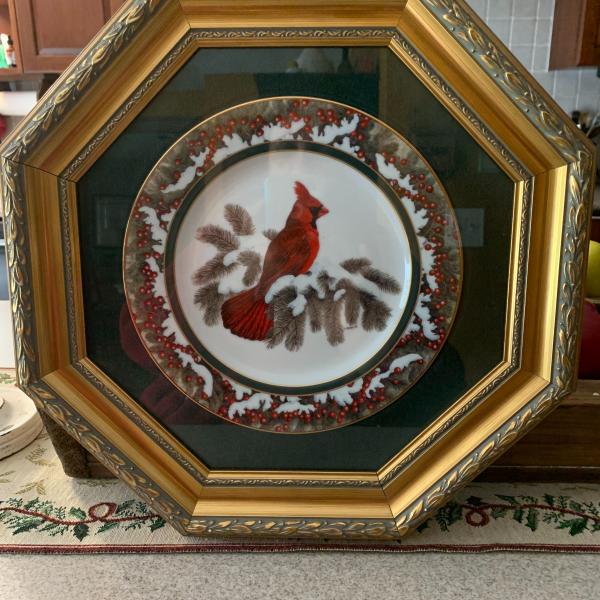 Photo of Framed christine Marshall cardinal plate 9’4 