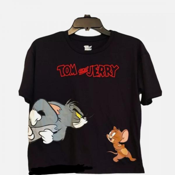 Photo of Tom and Jerry Women's Crop Top Graphic Tee Shirt 