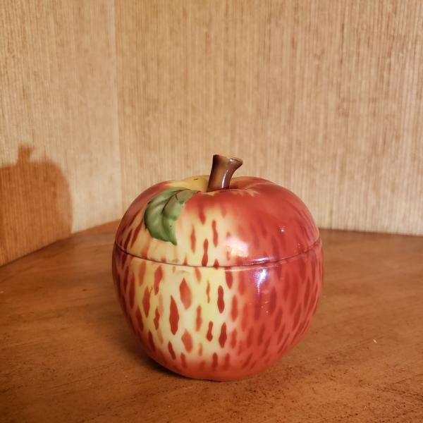 Photo of Vintage Porcelain Figural Apple 🍎 Jar/ Container with Lid.