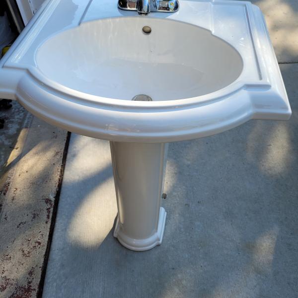 Photo of Bathroom Pedestal Sink and Mirror - sold as a set or separate