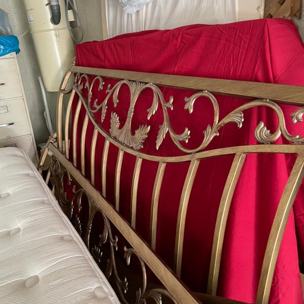 Photo of Antique gold metal King size headboard and footboard!