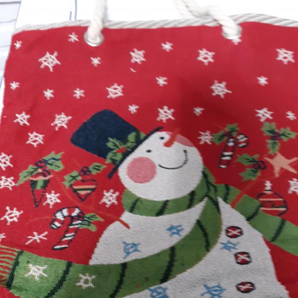 Photo of $10 each .  Three New Canvas Holiday Tote Bags in plastic.