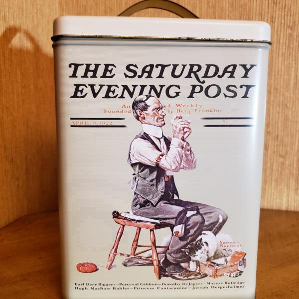 Photo of Vintage Norman Rockwell " Saturday Evening Post " Sewing Thread Premium Tin 
