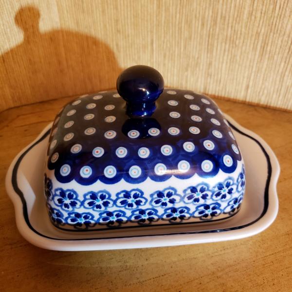 Photo of Boleslawiec Poland Hand Made/ Hand Painted Pottery Covered Butter Dish