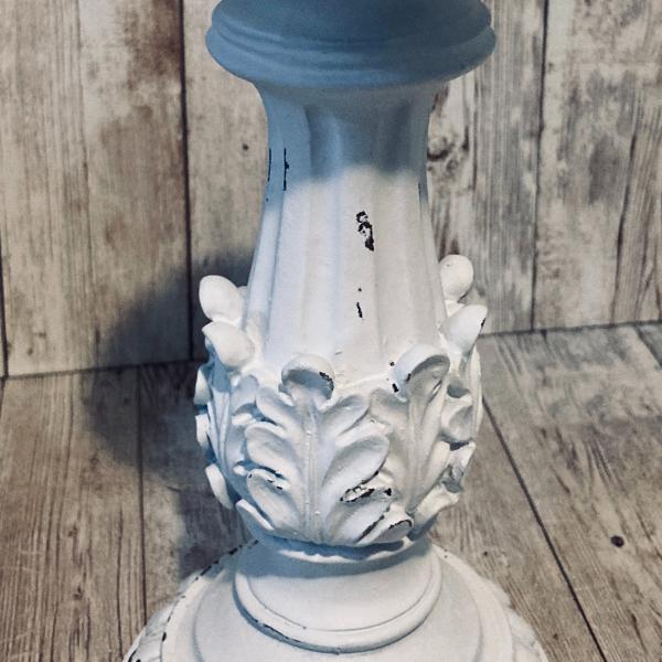 Photo of Distressed Candlestick Shabby Chic 7.5" Tall Pillar Candle Stand