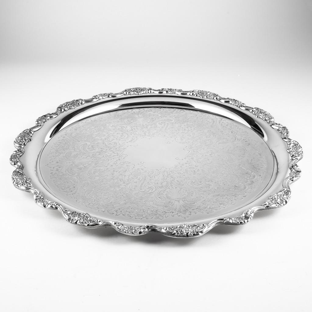 Photo 2 of  Lancaster Rose Silverplate Punch Bowl, Tray and 12 cups