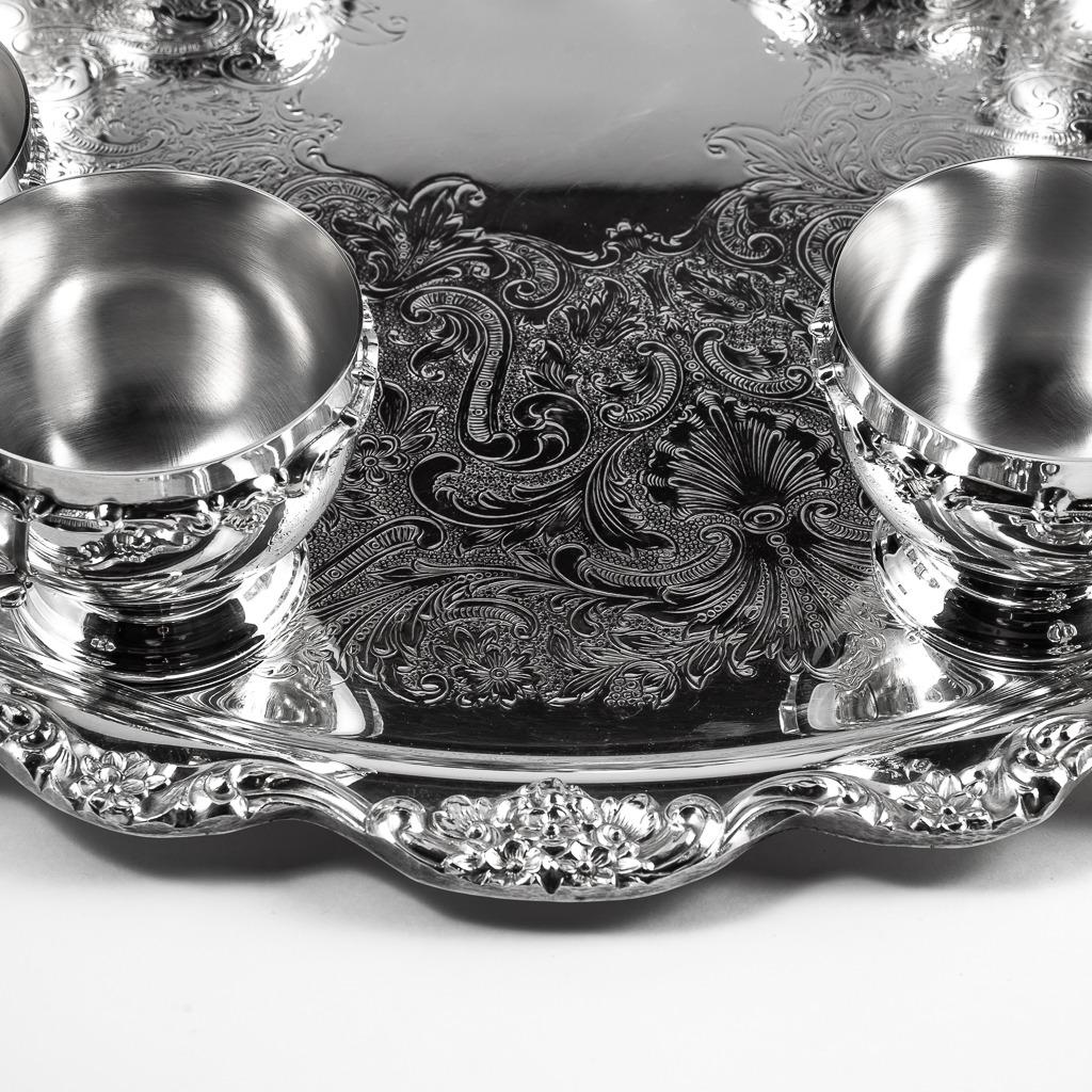 Photo 1 of  Lancaster Rose Silverplate Punch Bowl, Tray and 12 cups