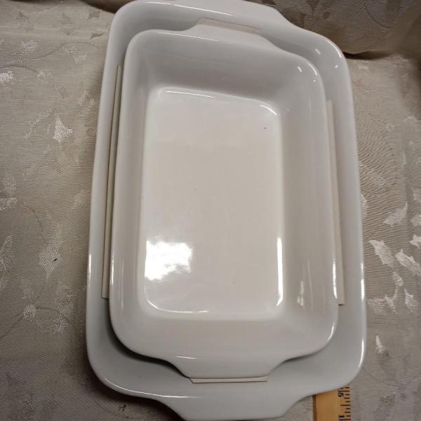Photo of 2 White Casserole dishes, never used