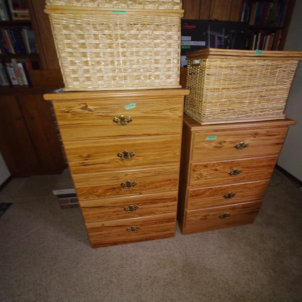 Photo of Two Dressers 5 Drawer/4 Drawer/Storage Baskets
