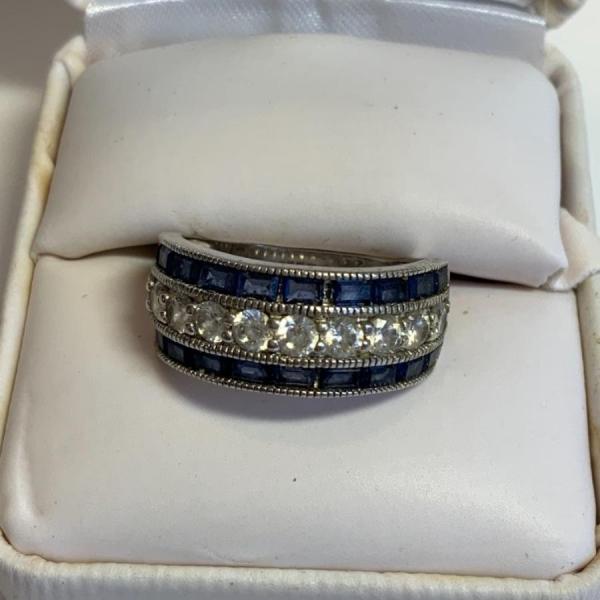Photo of Ladies Ring with Blue and White Stones