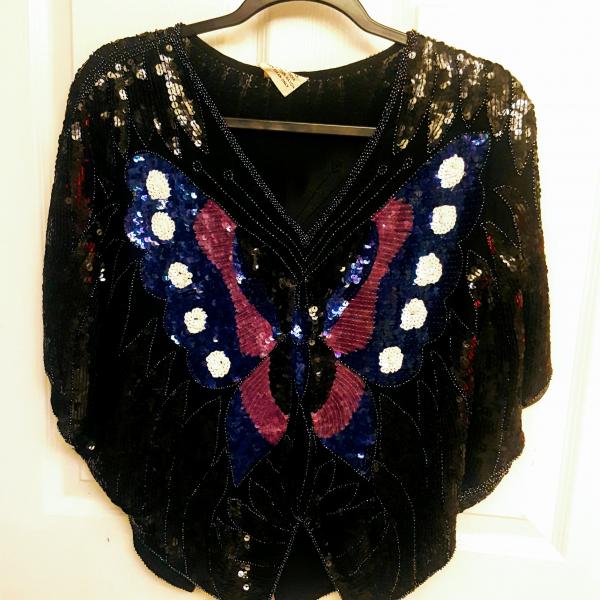 Photo of Sequined Butterfly Silk Top