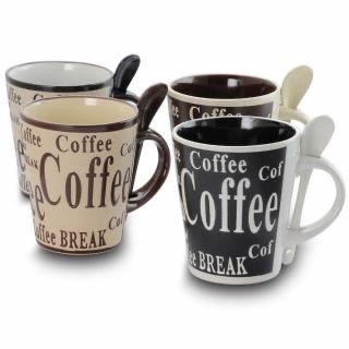 Photo of Bareggio 8 Piece 13 Ounce Coffee Mug with Spoon Set, Service for 4