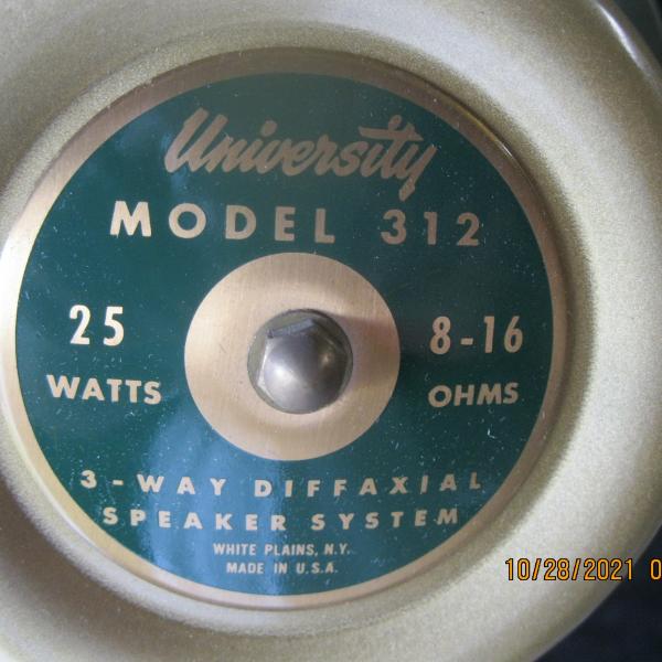 Photo of 1960's  UNIVERSITY MODEL 312 SPEAKER
