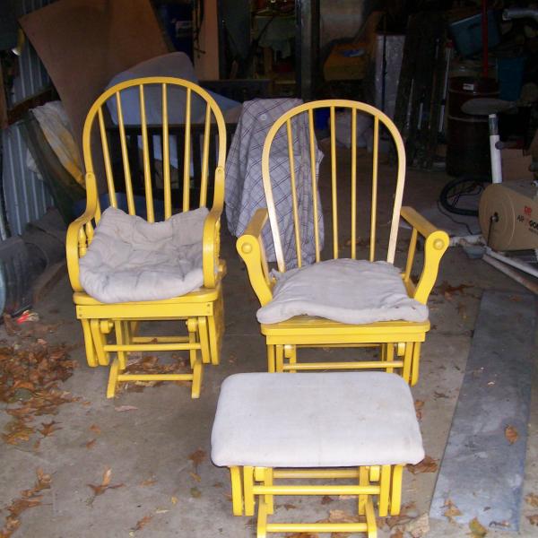 Photo of glider rocker and  glider chair with foot stool
