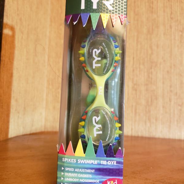 Photo of NEW● TYR Swimple Tie Dye Spikes, Kids Swim Goggles Rainbow