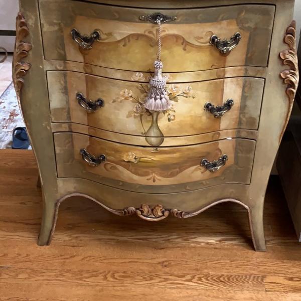 Photo of 3 draw hand painted accent table