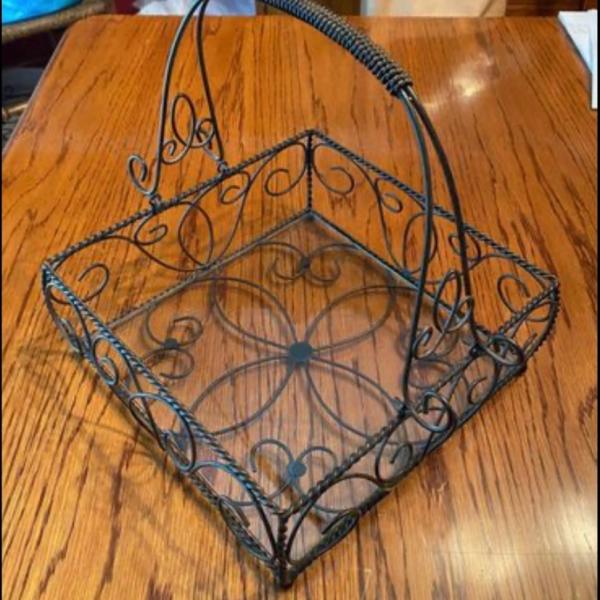 Photo of Barware Glass Tray wrought iron frame 