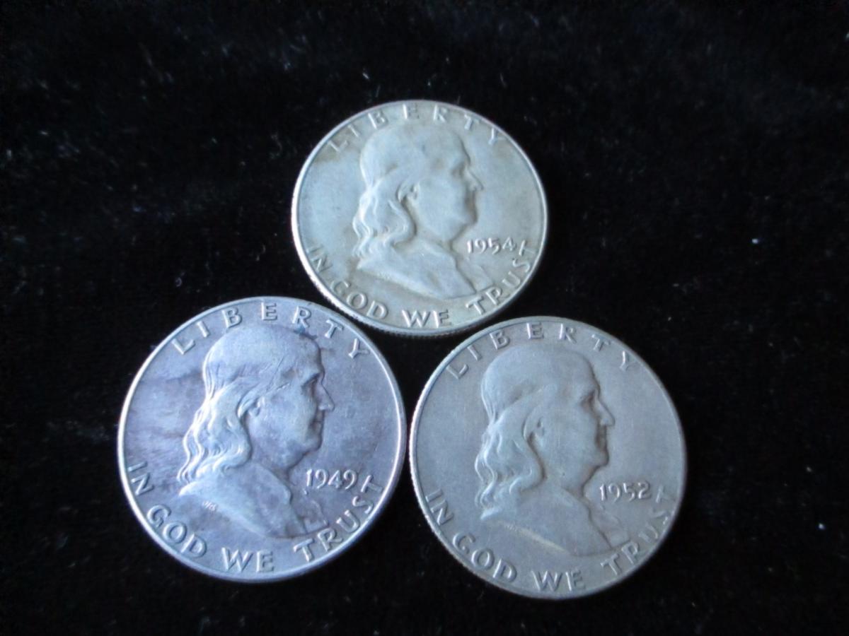 Photo 1 of 3 U.S. Franklin Silver Half Dollars