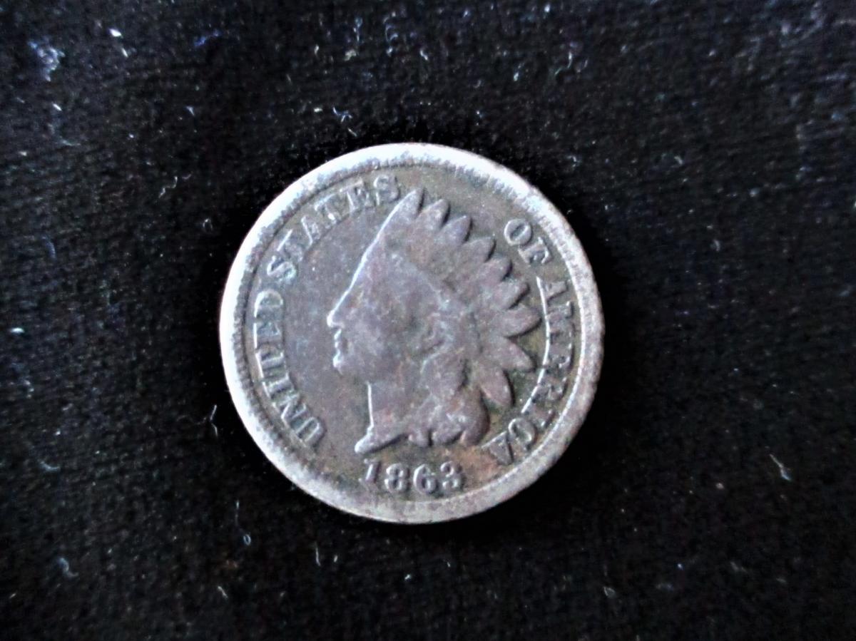 Photo 1 of U.S. 1863 Civil War Era Indian Head Penny