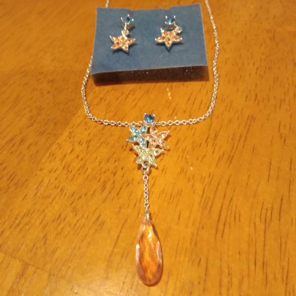 Photo of MULTI-COLOR STONE NECKLACE/EARRING SET