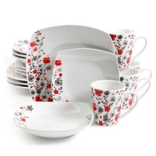 Photo of Gibson Home Rosetta Floral 16 Piece Fine Ceramic Dinnerware Set in White Floral