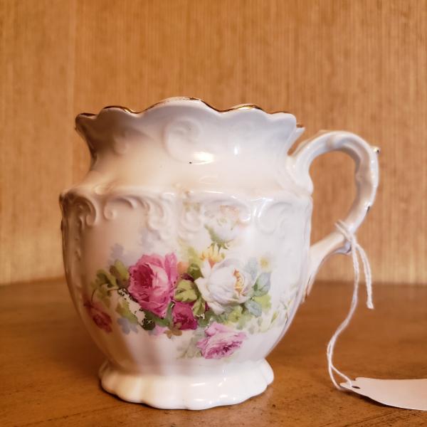 Photo of Antique Floral Porcelain Embossed Shaving Cup E. P. P. CO. MARQUETTE 