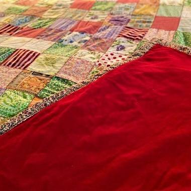 Photo of VINTAGE HAND MADE MULTI COLOR PATCHWORK QUILT