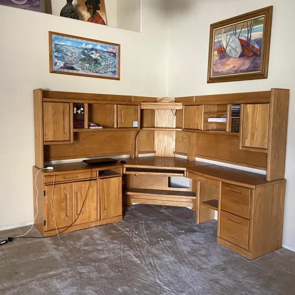 Photo of Solid Wood 6-Piece Office Work Desk MUST GO ASAP