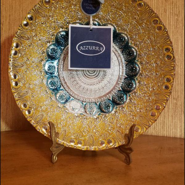 Photo of Azzurra Turkish Glass  Bowl with 100% Genuine Silver with Yellow / Turquise 