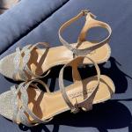 Womens American glamour Gold glitter shoes