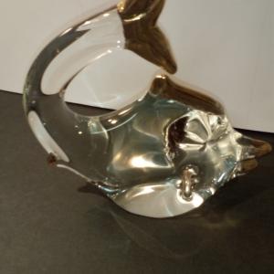 Photo of Vintage Art Glass Fish w hand-painted  24K gold