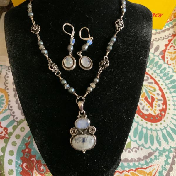 Photo of Sterling and moonstone necklace set