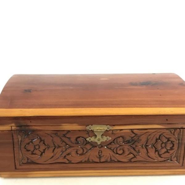 Photo of Vintage beautifully handmade cedar trinket or jewelry box