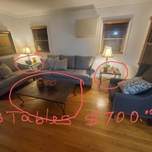 Photo of Coffee table and 2 end tables
