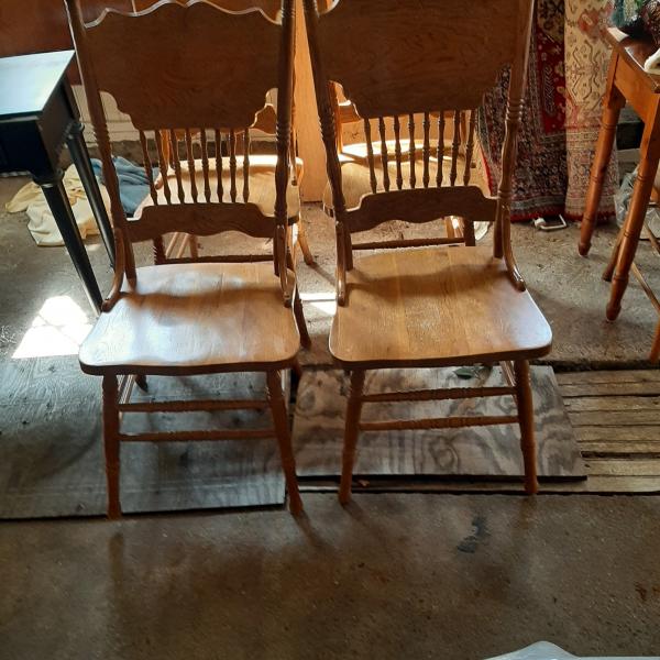 Photo of 4 OAK PRESSED BACK CHAIRS