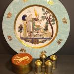 Lot 239: Vintage Brass Trinket Box, Plate, and Salt/Pepper Sets