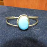 LOT 170  SILVER BRACELET WITH TURQUOISE STONE
