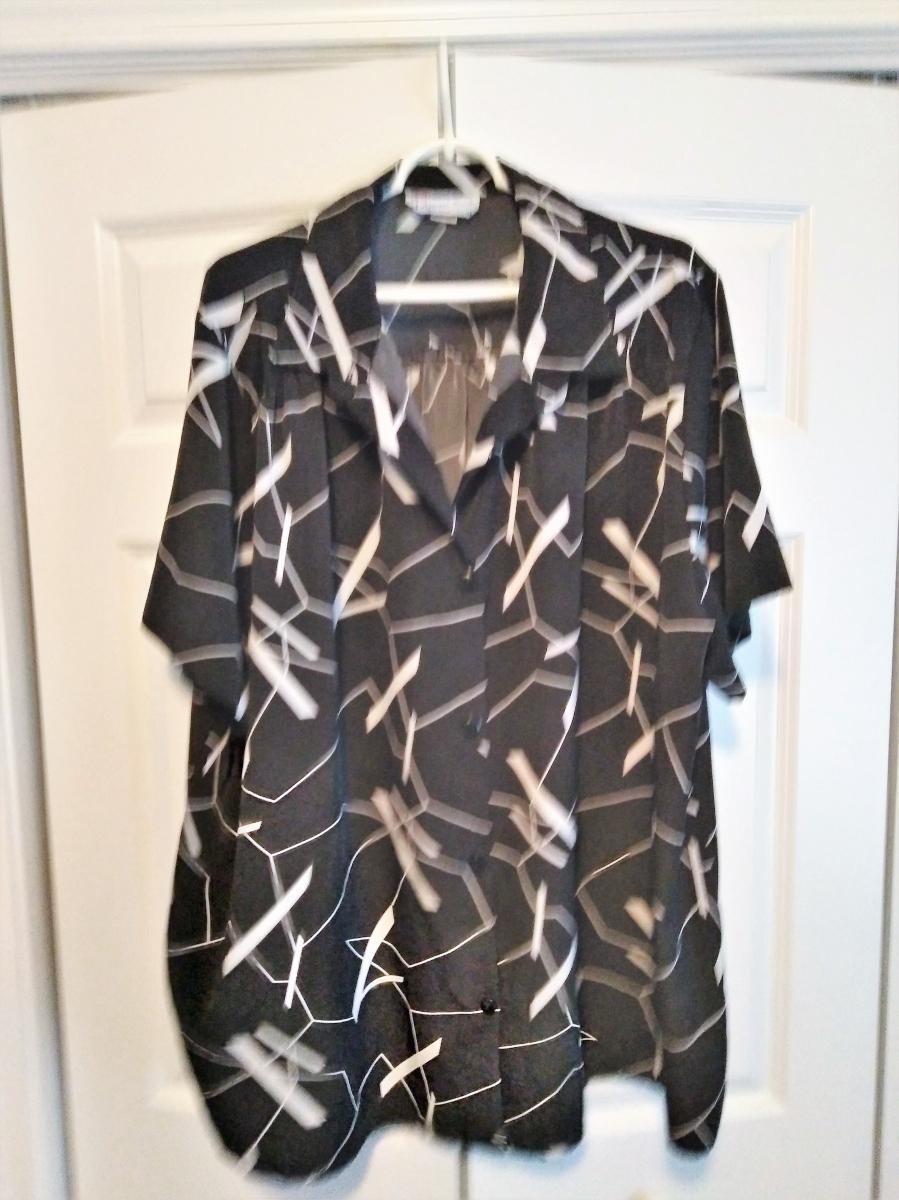 Photo 1 of Black and White Print Blouse - size 3x