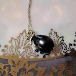 STUNNING 10MM x13MM NATURAL SOUTH SEA BLACK PEARL PENDANT 14K. ON 14K GOLD CHAIN