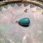 14kt Gold Double Eye Bail Sleeping Beauty Turquoise With 18" 14kt Necklace