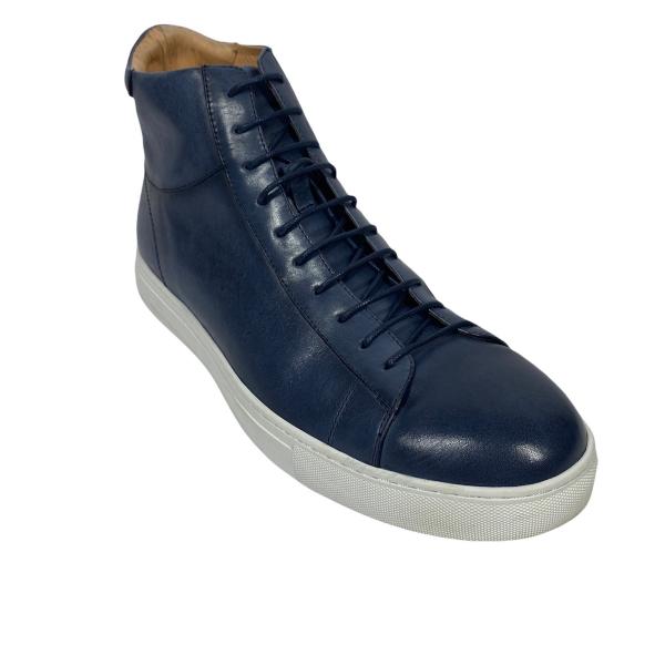 Photo of Zaugg Mens Fashion Sneakers Blue Leather High Top 11 Medium