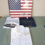 LOT 438  US NAVY SHIRTS AND FLAG PICTURE