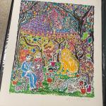 Gloria Vanderbilt Signed Lithograph "2 People with Animals"
