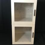 Lot 244: Two Wood Cube Cabinets w/ Glass Doors