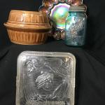 Lot 215: Vintage Kitchenware - Covered Stoneware Casserole, Glass Refrigerator C