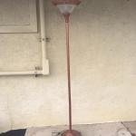 Lot 266: Copper-colored Torchiere Floor Lamp w/Glass Shade