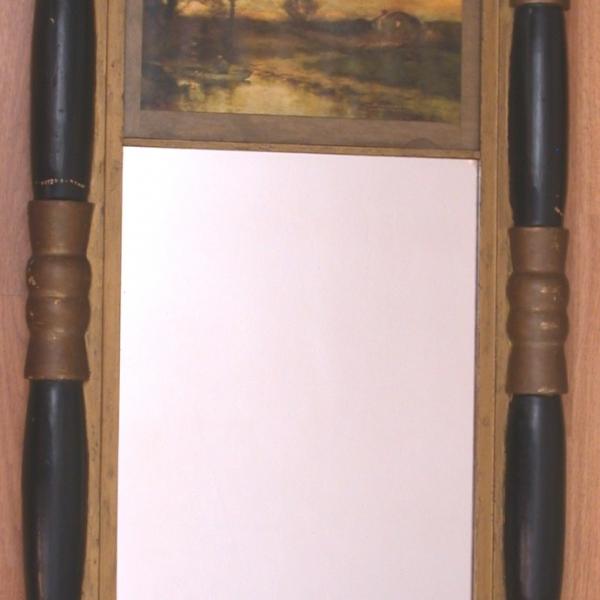 Photo of Hitchcock Style Split Column Federal Wall Mirror with Lakeside Scene