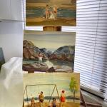 A - 357 Three Original “ Beach Scenes” Watercolors by Glen Ranney